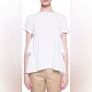RED Valentino Women’s Ruffle Split Back T-Shirt White Cotton Small